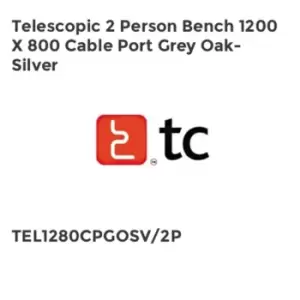 Image of TC Group Telescopic 2 Person Bench 1200 x 800 Cable Port Grey Oak-Silver