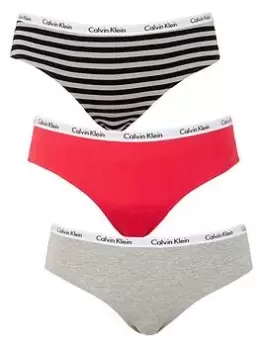 Image of Calvin Klein Plus Size 3 Pack Brief - Pink/Grey/Stripe, Multi, Size 3XL, Women