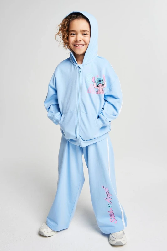 Image of Brand Threads Lilo & Stitch Jogger Set in Blue Size: 9-10 Years Blue Unisex 9-10 Years