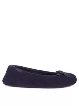 Image of TOTES Isotoner Terry Ballerina Slipper - Navy, Size 3-4, Women
