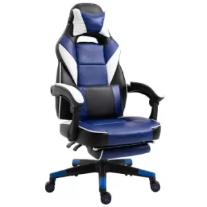 Image of Equinox Trial PU Leather Gaming Chair with Footrest & Cushion - Blue/White/Black