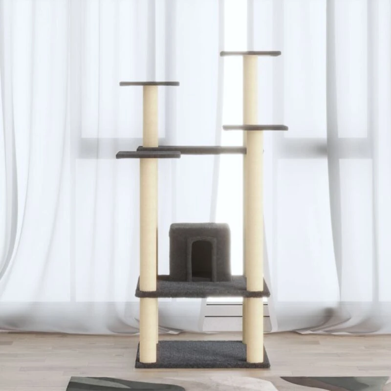 Image of VIDAXL Cat Tree with Sisal Scratching Posts Dark Grey 110cm Vidaxl 8720286706084