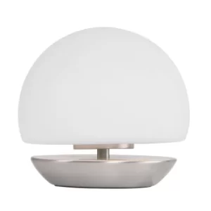 Image of Ancilla Globe Table Lamp Steel Brushed, Glass Matt