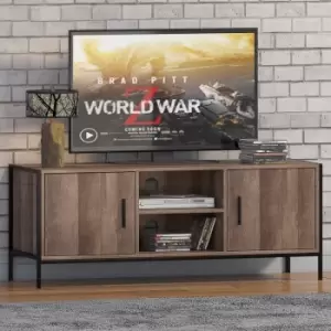 Image of Fwstyle - Urban Industrial Reclaimed Wood Effect TV Stand - Black - Reclaimed Wood Effect