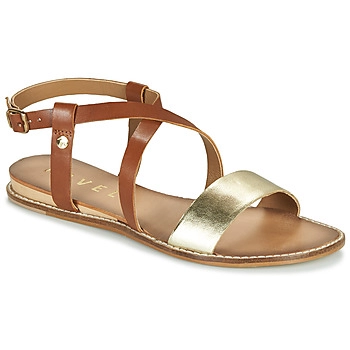 Image of Ravel Tan & Gold 'Aspen' Flat Sandals - 3