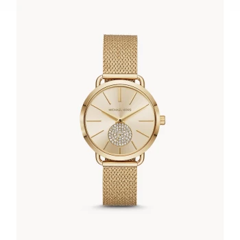 Image of Michael Kors Womens Ladies Portia Gold-Tone Stainless Steel Watch - Gold