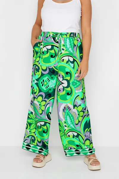 Image of Yours Wide Leg Trousers Green
