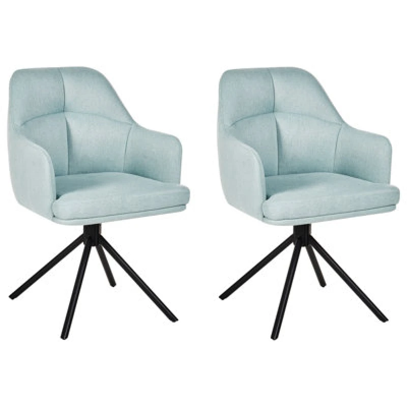 Image of Beliani Set Of 2 Dining Chairs Swivel Mira Light Blue