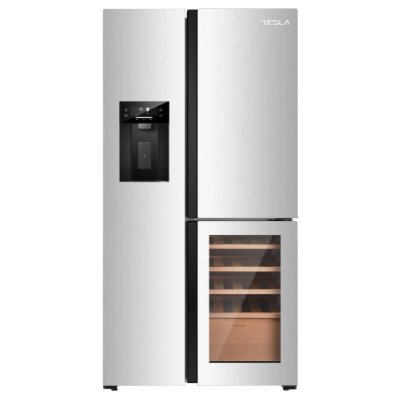 Image of Tesla T530TDXG American Fridge Freezer With Wine Cooler, Water & Ice - STAINLESS STEEL T530TDXG