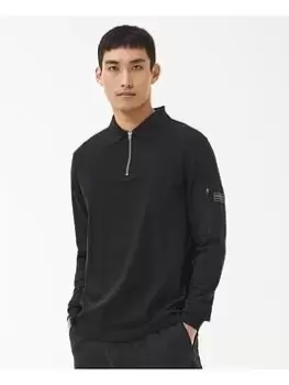 Image of Barbour International Breaker Long Sleeve Zip Polo Shirt - Black, Size S, Men