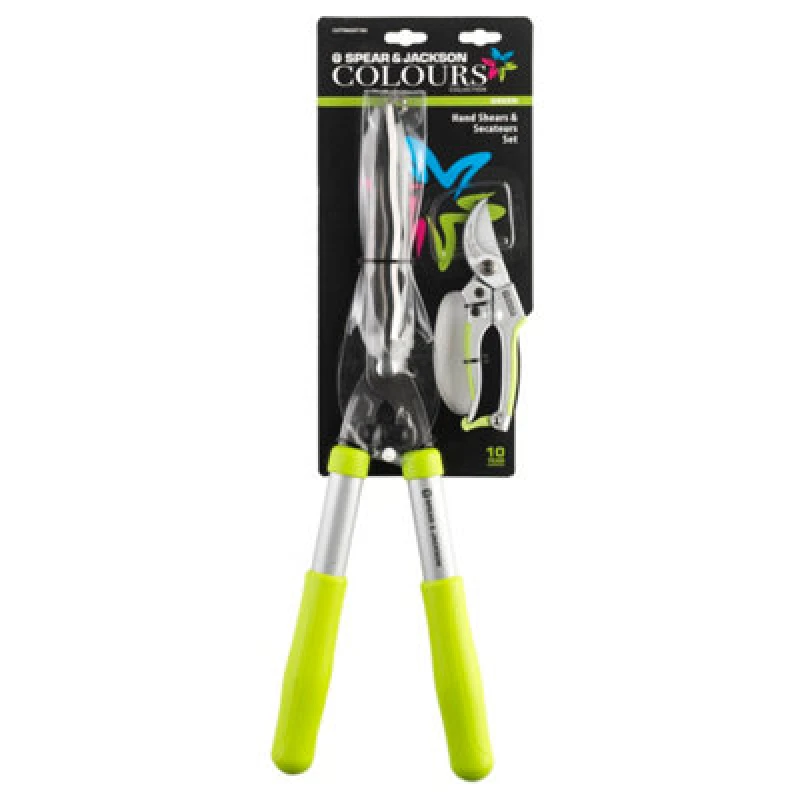 Image of Spear and Jackson Colours Green Secateurs and Hedge Shears Set CUTTINGSET10G