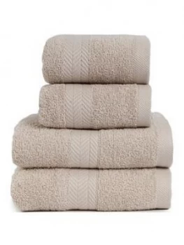 Image of Essentials Collection 4 Piece 100% Cotton 450 Gsm Quick Dry Towel Bale ; Pebble