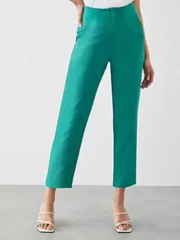 Image of Dorothy Perkins High Waist Slim Leg Trousers - Green, Size 10, Women