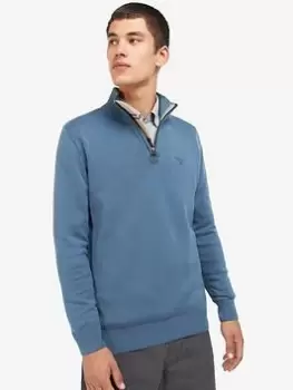 Image of Barbour Cotton Half Zip Jumper - Blue Size M, Men