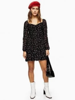 Image of Topshop Petite Floral Lace Gypsy Mini Dress - Black