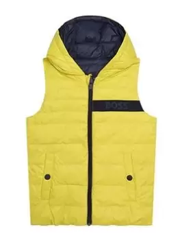 Image of BOSS Boys Reversible Padded Gilet - Lime, Size Age: 4 Years