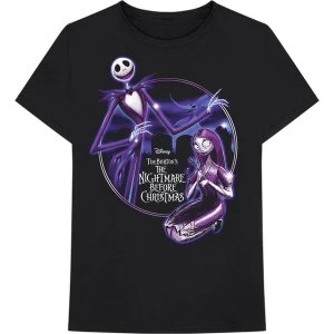 Image of Disney - The Nightmare Before Christmas Purple Graveyard Unisex Medium T-Shirt - Black