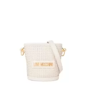 Image of Love Moschino Weave Bucket Bag - White