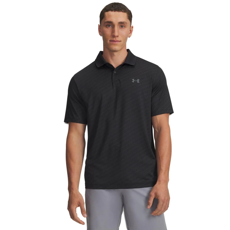 Image of Under Armour Mens Printed Short-Sleeve Performance Polo Shirt Black male M