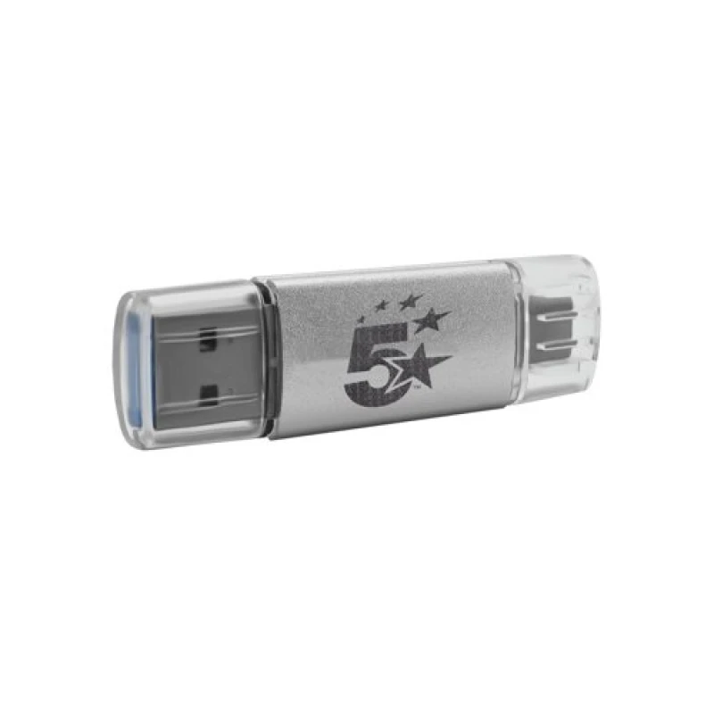 Image of 5 Star USB 3.2 128GB Gen 1 Combo Flash Memory Drive with USB A/C Silver 667953