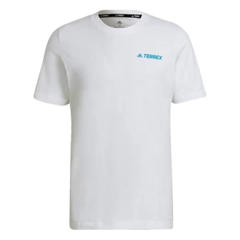 Image of adidas Terrex Mountain Landscape Graphic T-Shirt Mens - White
