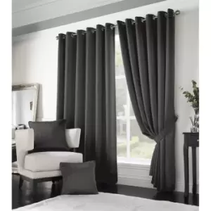 Image of Essential Living Adiso Eyelet Ring Top Curtains 168cm x 183cm Charcoal