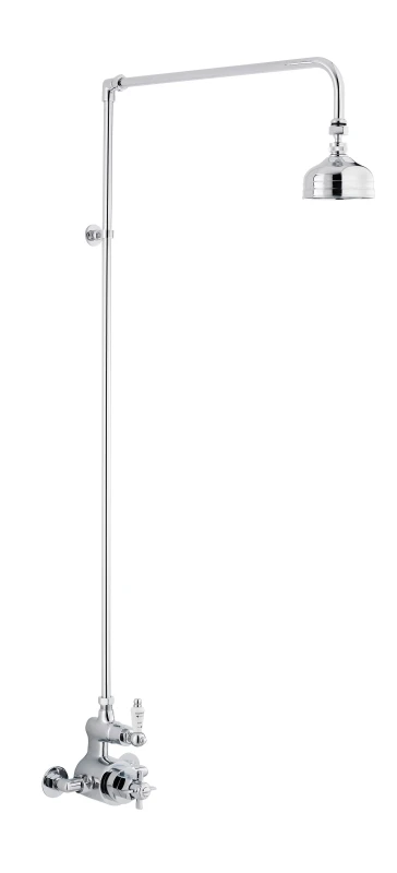 Image of Balterley Traditional Twin Exposed Thermostatic Shower Valve Rigid Riser Kit Silver unisex