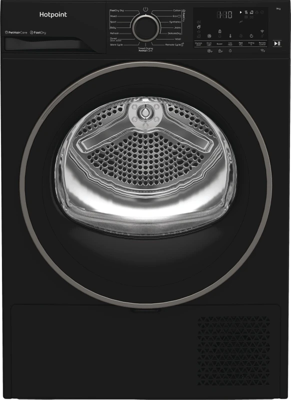 Image of Hotpoint Fabric Care C HD 94M BBS UK 9Kg Heat Pump Tumble Dryer - Black - A+++ Rated