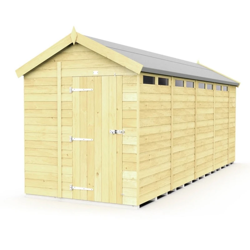 Image of Buttercup Farm 6 x 18 Feet Apex Security Shed - Single Door - L533 x W175 x H217cm in Brown Brown Unisex