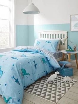 Image of Bianca Cottonsoft Bianca Shark And Dinosaur 100% Cotton Single Duvet Cover Set