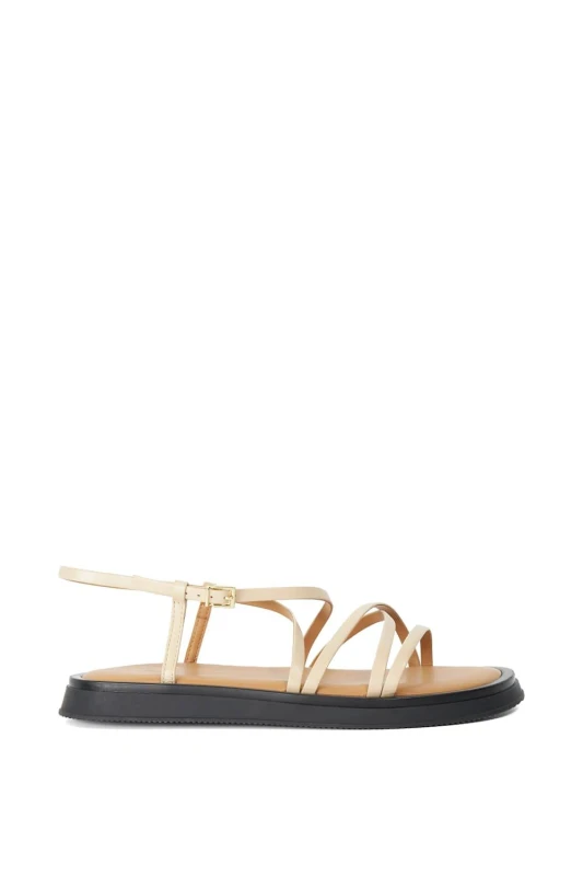 Image of Dune London Womens 'Laia' Leather Sandals in Ecru Size: 8 Ecru Female 8