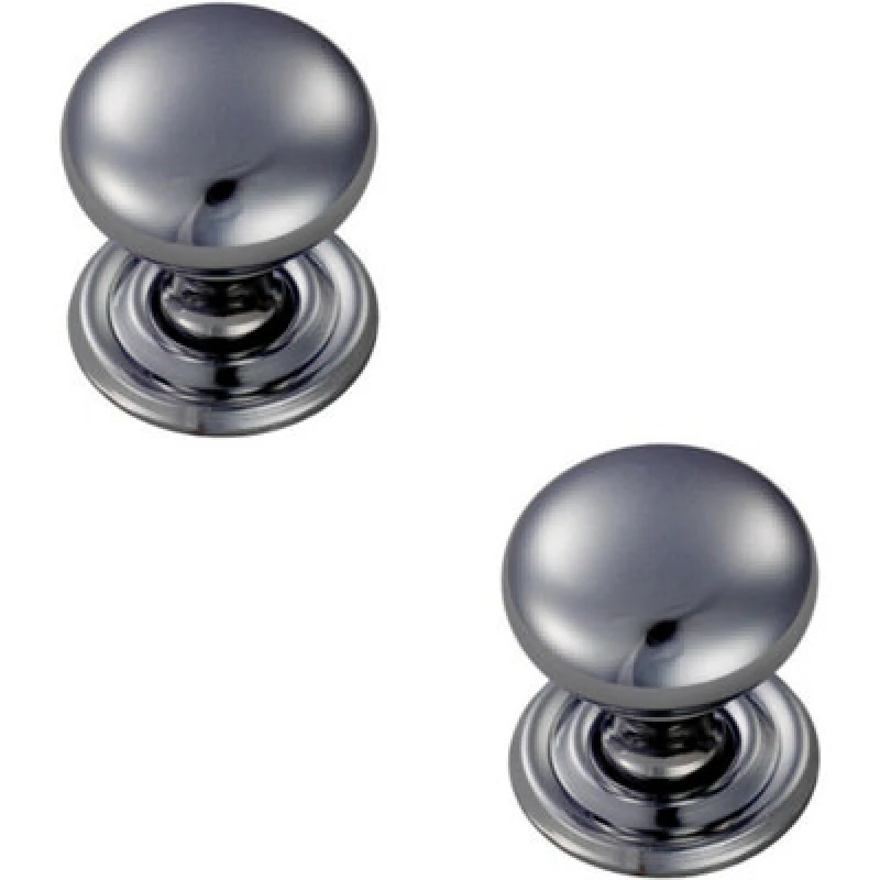 Image of Loops 2x Round Victorian Cupboard Door Knob 32mm Dia Polished Chrome Cabinet Handle Multi unisex