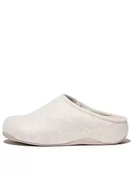 Image of FitFlop Shuv Cushy Felt Clog Slippers - Ivory, Beige, Size 8, Women