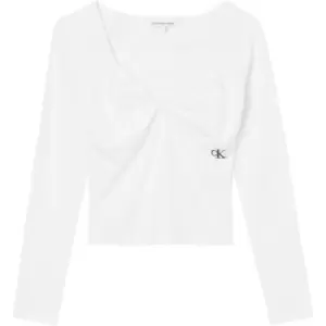 Image of Calvin Klein Jeans Ruched Bust Long Sleeves - White