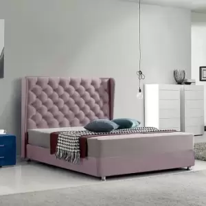 Image of Ondra Upholstered Beds - Plush Velvet, Single Size Frame, Pink - Pink