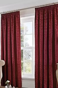 Image of 'Eastbourne' Damask Woven Jacquard Pair of Pencil Pleat Curtains