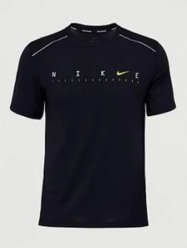 Image of Nike Dry Miler Short Sleeve Tech Top, Black Size M Men