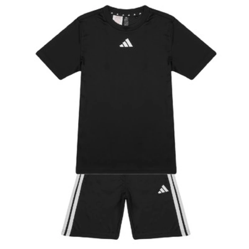 Image of adidas Junior Boys Train Essentials 3 Stripe Set - Black Size 11-12 Years Black WAH0T Unisex 11-12 YEARS