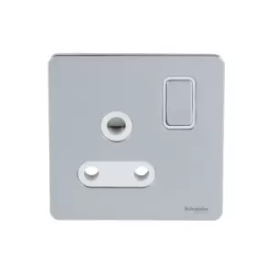 Image of Schneider USFP 15A 1G Round Pin Switched Socket White Insert Polished Chrome - GU3490WPC
