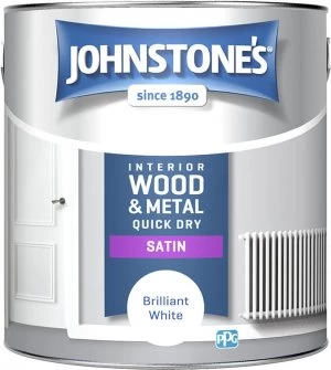 Image of Johnstone's Quick Dry Satin Paint 2.5L - Brilliant White