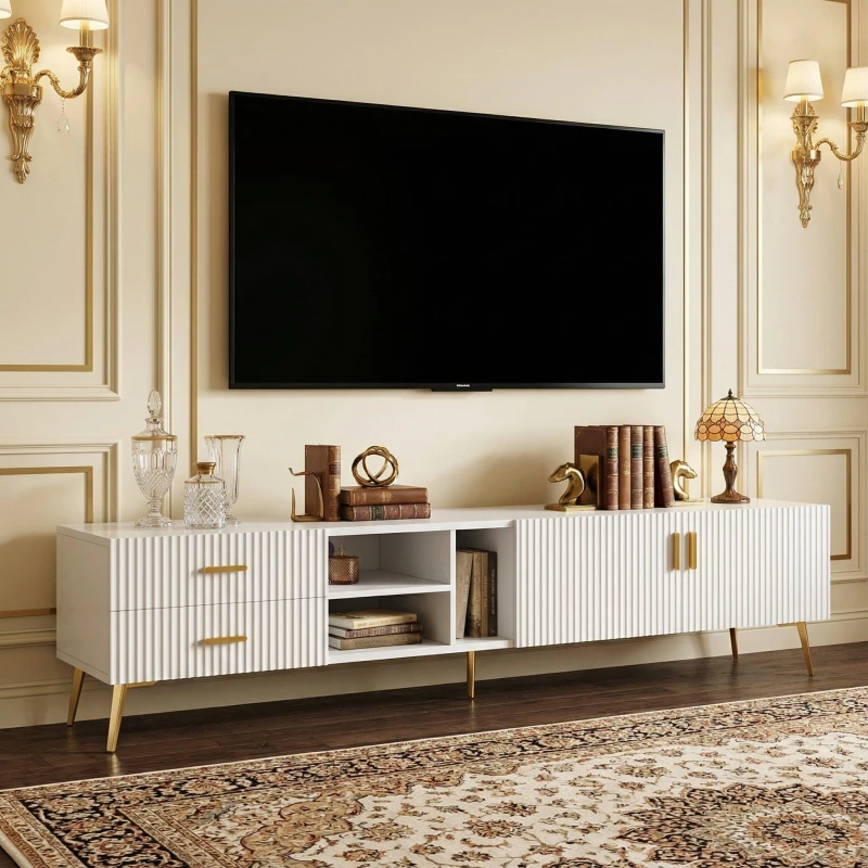 Image of Urban Meuble Modern TV Stand White Space-Saving Design White unisex One Size