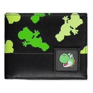 Image of NINTENDO Super Mario Bros. Yoshi Colour Silhouette All-Over Print Bi-fold Wallet - Black