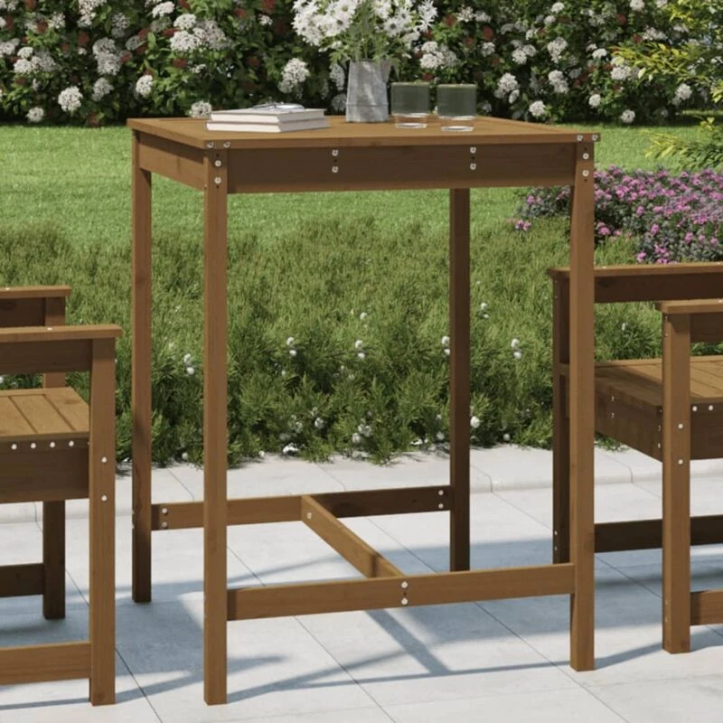 Image of vidaXL Garden Table Honey Brown 82.5x82.5x110cm Solid Wood Pine, Brown 824084