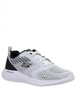 Image of Skechers Bounder Mesh Trainers, White, Size 9, Men