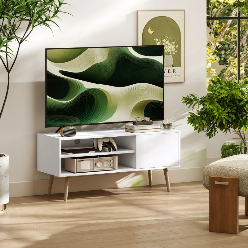 Image of HOMCOM HOMCOM TV Unit Cabinet for TVs up to 55Inches with Cupboard Shelves, White White One Size Unisex 5063603032507