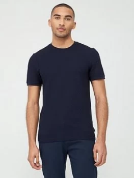Image of Ted Baker Caramel Textured Short Sleeve T-Shirt - Navy, Size 7, Men