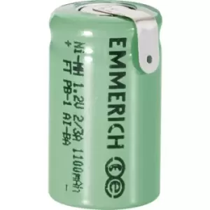 Image of Emmerich 2/3 A ZLF Non-standard battery (rechargeable) 2/3 A Z solder tab NiMH 1.2 V 1100 mAh