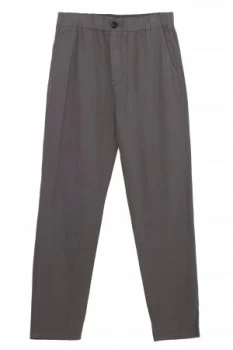 Image of Mens French Connection Garment Dyed Relaxed Cotton Linen Trousers Mid Grey Marl