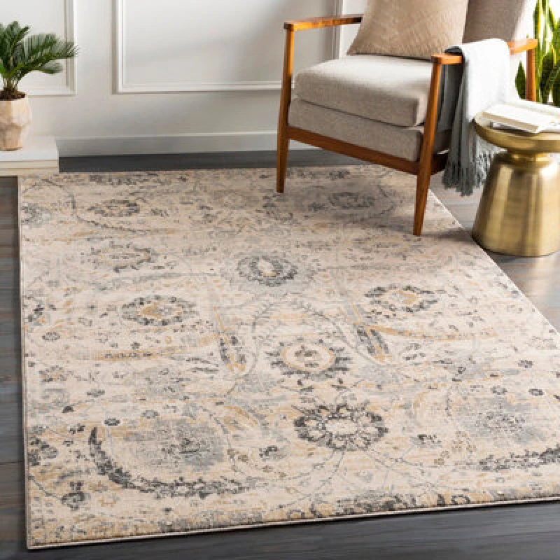 Image of Livabliss Vintage Oriental Boho Beige Aarya Area Rug 200 X 275cm - Easy Care, Non Shedding, Ideal For Living Room & Bedroom