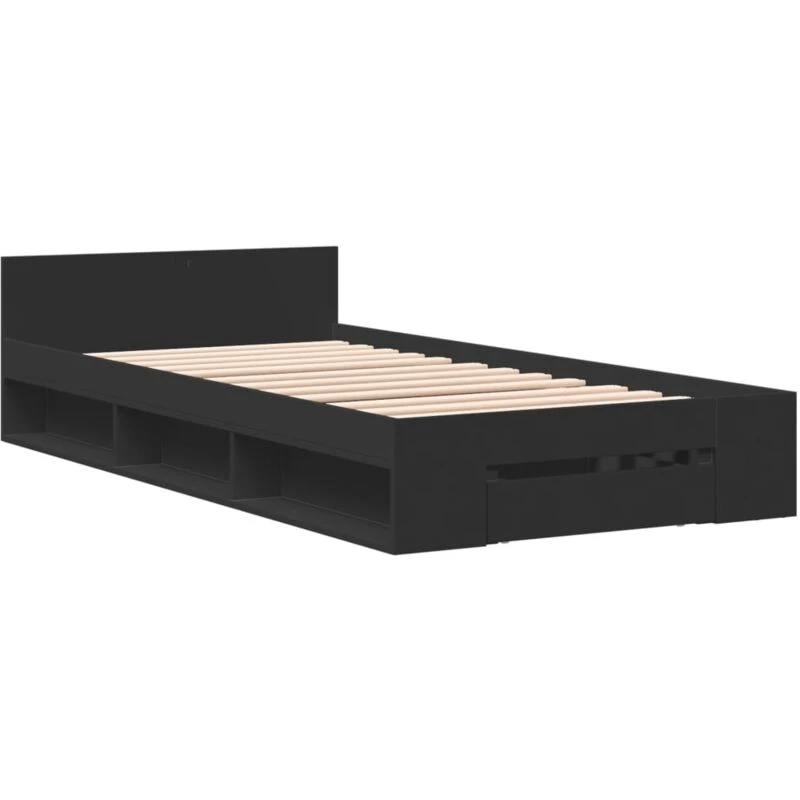 Image of VIDAXL Bed Frame with Drawer without Mattress Black 90x190cm Single Vidaxl 8721102624377